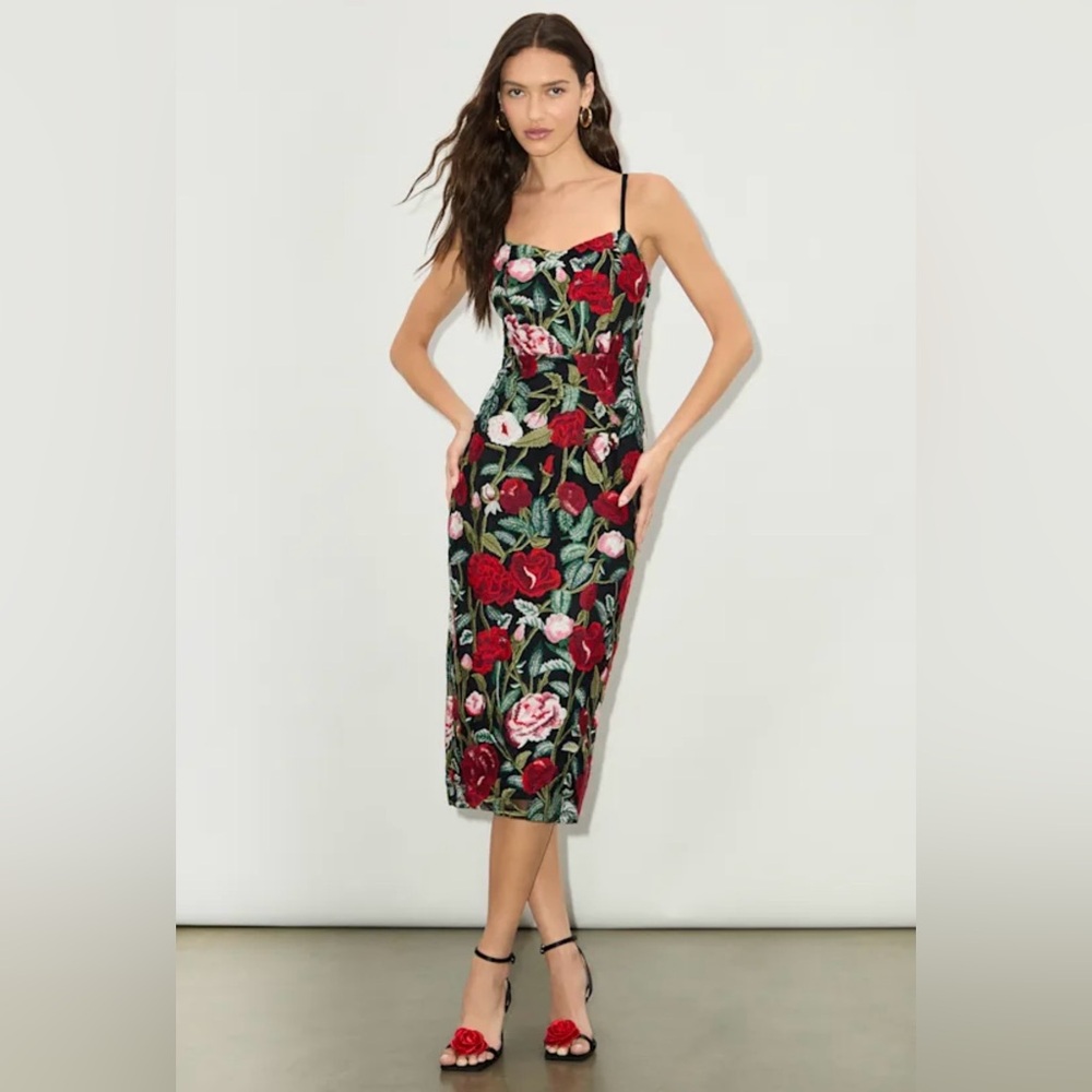 Lulus Notorious Refinement Embroidered Midi Dress XS NWT - Picture 6 of 6